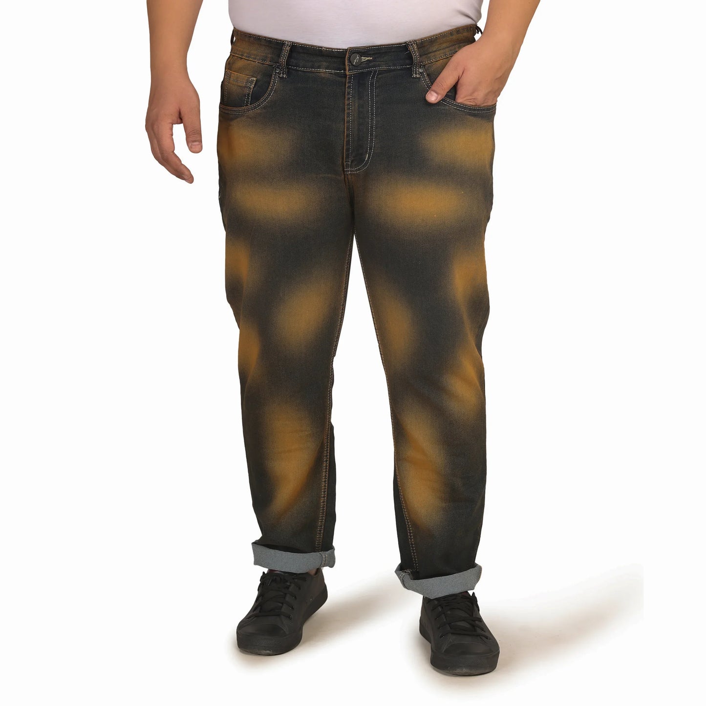 Kagad Jeans Men Plus Size Regular Fit Blue Mustard Tint Denim Jeans - Style Code "KGDJN-408001
