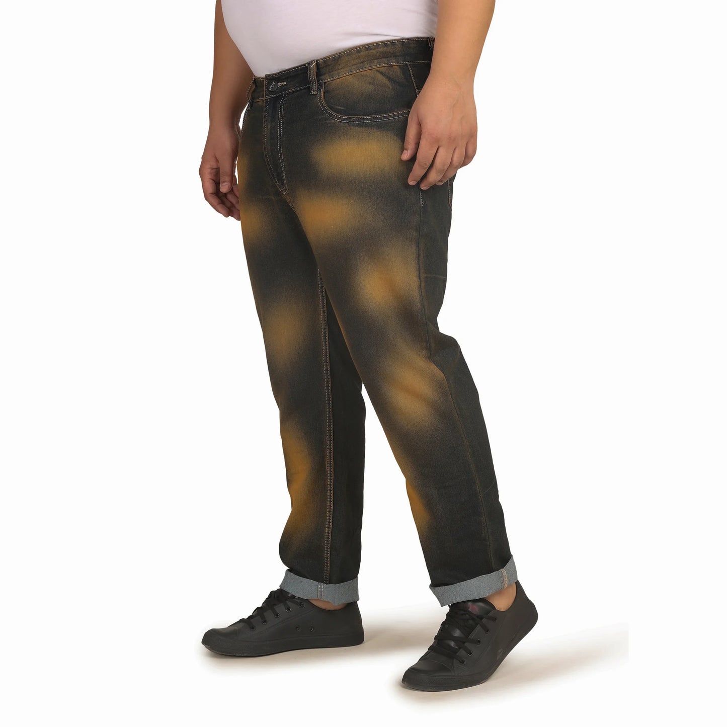 Kagad Jeans Men Plus Size Regular Fit Blue Mustard Tint Denim Jeans - Style Code "KGDJN-408001