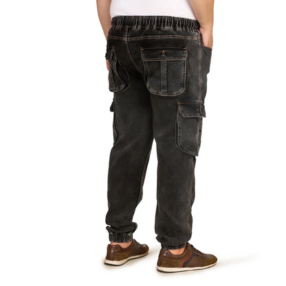 Kagad Jeans Men Regular and Plus Size Cargo Pocket Charcoal Grey Denim Jogger - Style Code "KGDJGR-406014
