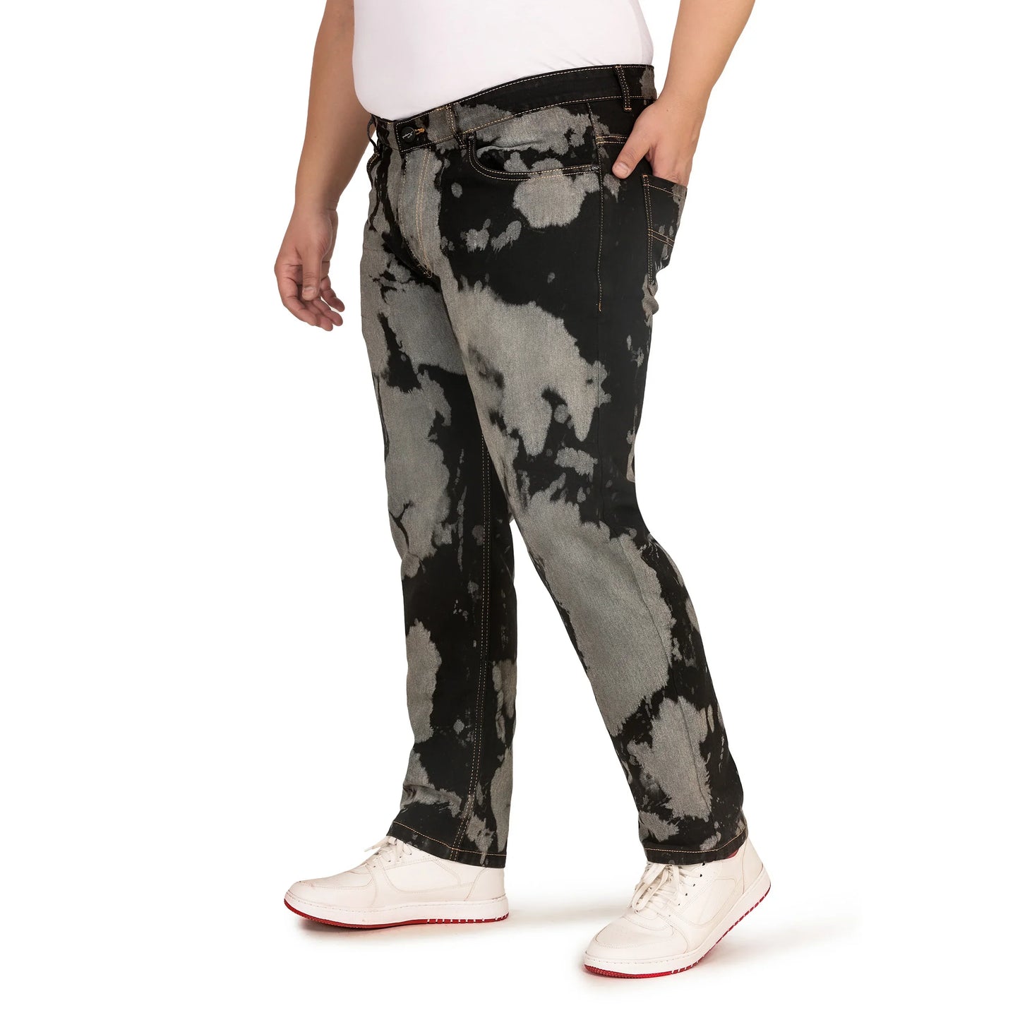 Kagad Jeans Men Plus Size Regular Fit Black Grey Print Denim Jeans - Style Code "KGDJN-408028
