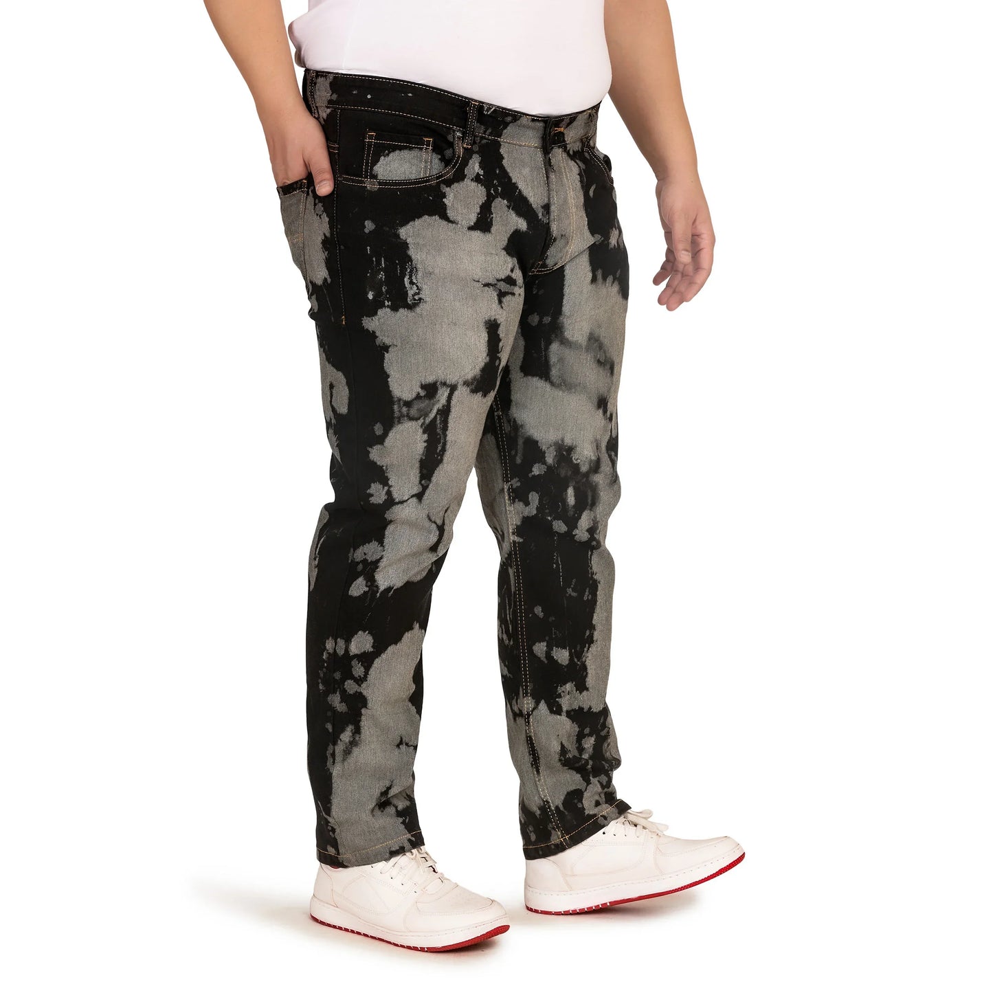 Kagad Jeans Men Plus Size Regular Fit Black Grey Print Denim Jeans - Style Code "KGDJN-408028