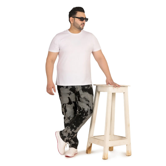 Kagad Jeans Men Plus Size Regular Fit Black Grey Print Denim Jeans - Style Code "KGDJN-408028