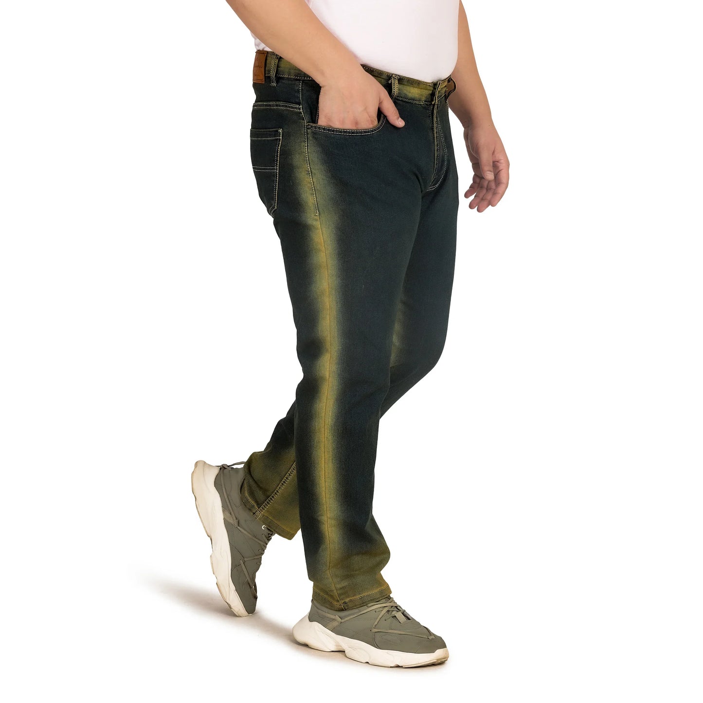 Kagad Jeans Men Plus Size Regular Fit Navy Blue Yellow Tint Denim Jeans - Style Code "KGDJN-408025