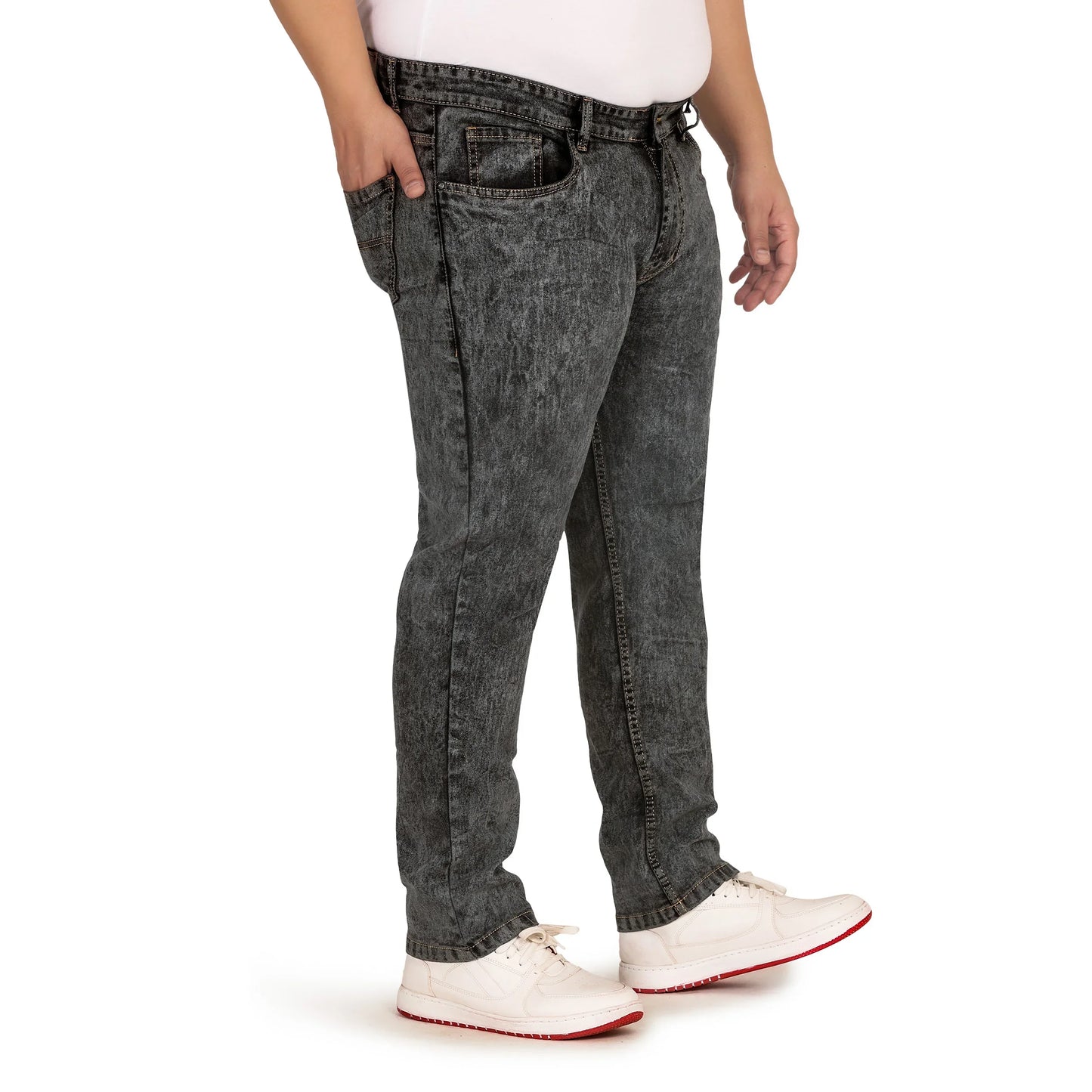 Kagad Jeans Men Plus Size Regular Fit Charcoal Textured Denim Jeans - Style Code "KGDJN-408024
