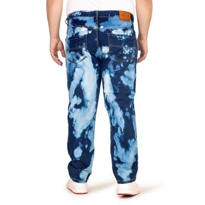 Kagad Jeans Men Plus Size Regular Fit Navy Light Blue Blasted Denim Jeans - Style Code "KGDJN-408021