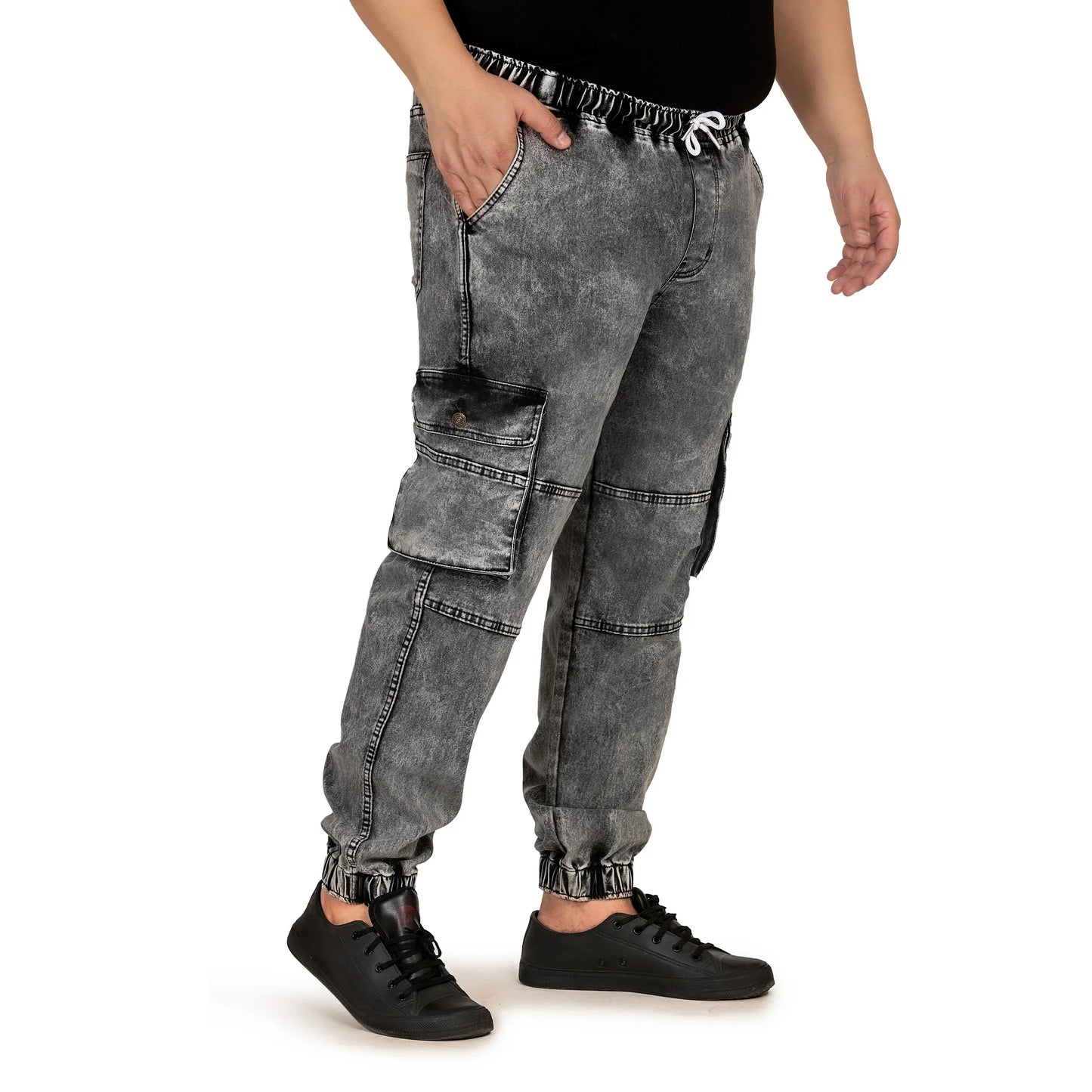 Kagad Jeans Men Plus Size Baggy Fit Charcoal Grey Textured Denim Jogger- Style Code "KGDJGR-406010