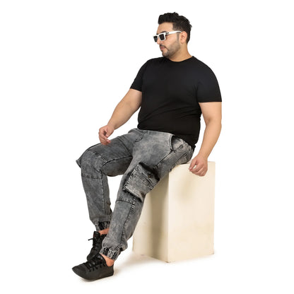Kagad Jeans Men Plus Size Baggy Fit Charcoal Grey Textured Denim Jogger- Style Code "KGDJGR-406010