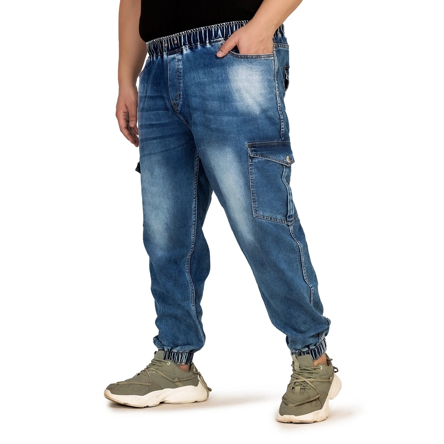 Kagad Jeans Men Regular and Plus Size Regular Fit Mid Blue  Color  Denim Jeans Jogger - Style Code "KGDJGR-406006