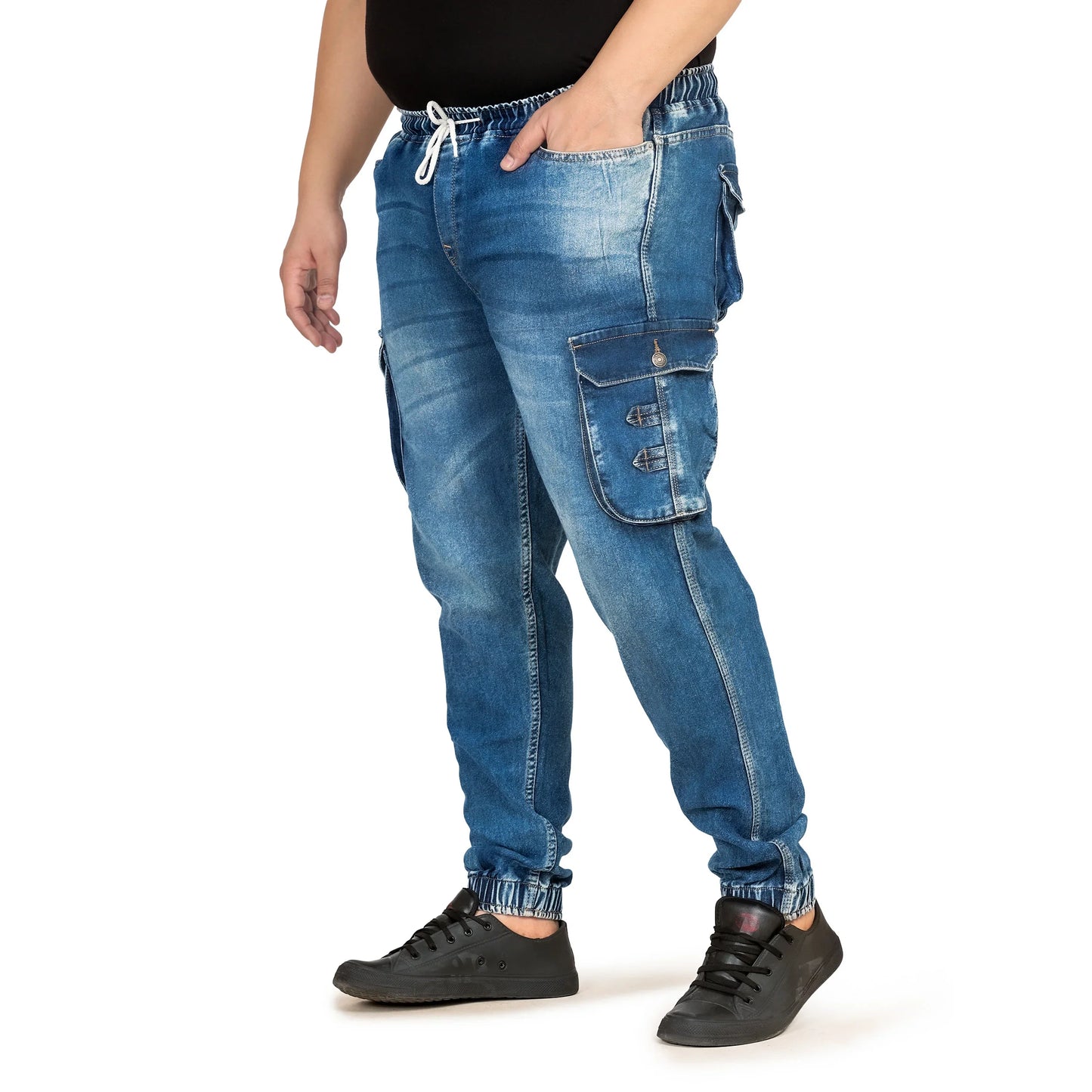 Kagad Jeans Men Regular and Plus Size Regular Fit Mid Blue Color Blast Denim Jeans Jogger - Style Code "KGDJGR-406003