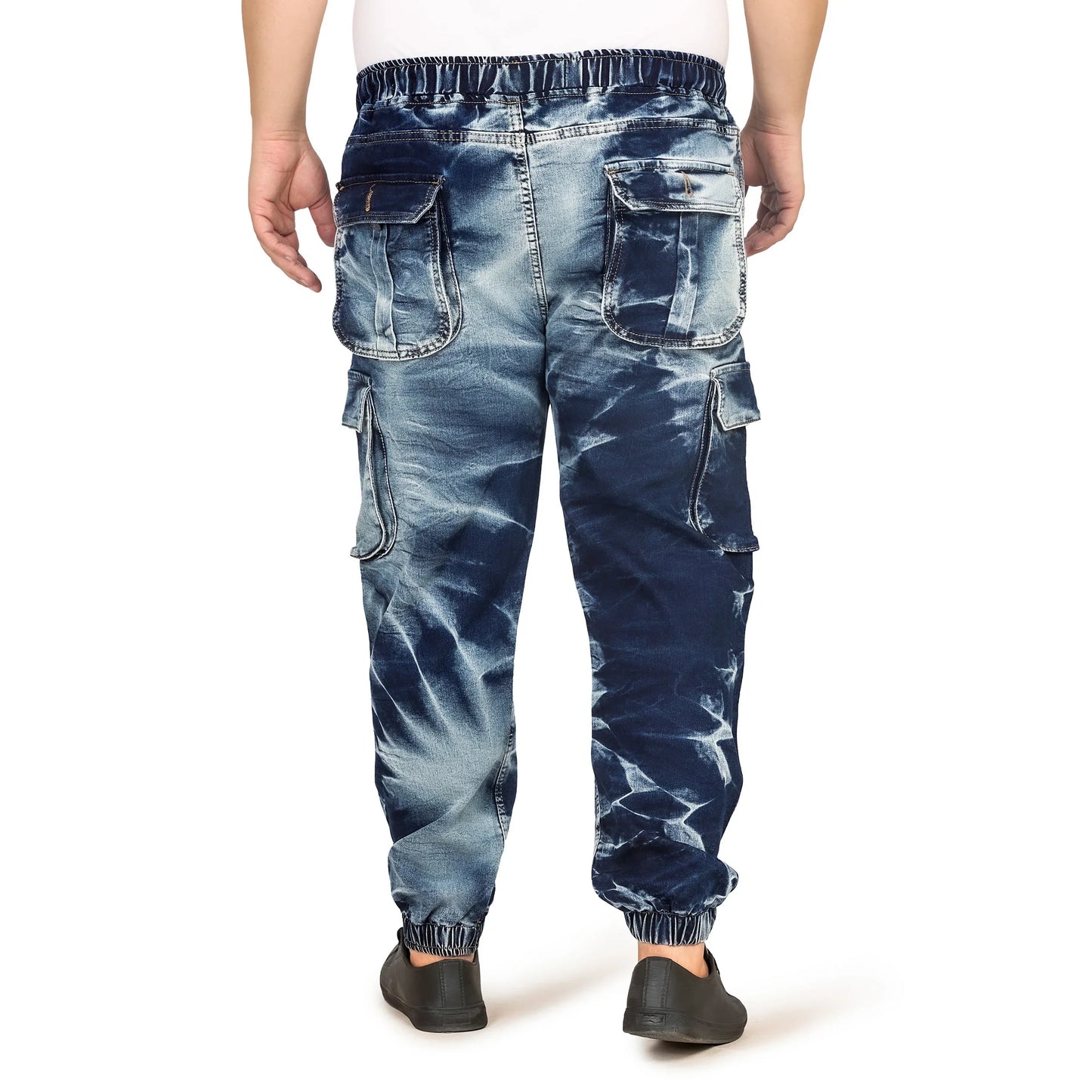 Kagad Jeans Men Regular and Plus Size Regular Fit Navy White Color Blast Denim Jeans Jogger - Style Code "KGDJGR-406002
