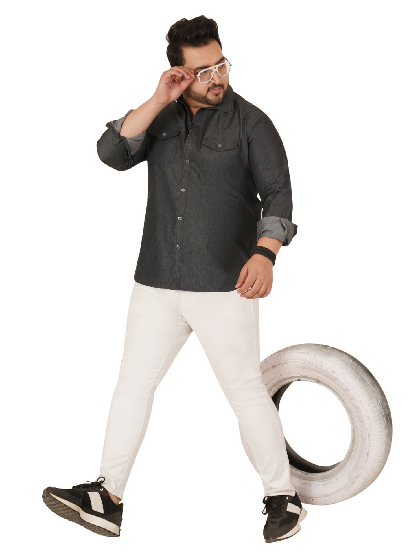 Men's Plus Size Denim Shirt MJSSH-20014