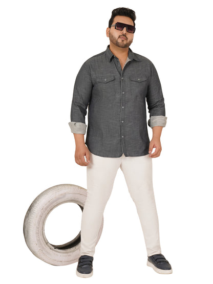 Men's Plus Size Denim Shirt MJSSH-20011