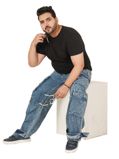 Men's Plus Size Denim Cargo KGDCR-406094