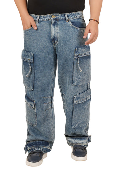 Men's Plus Size Denim Cargo KGDCR-406094