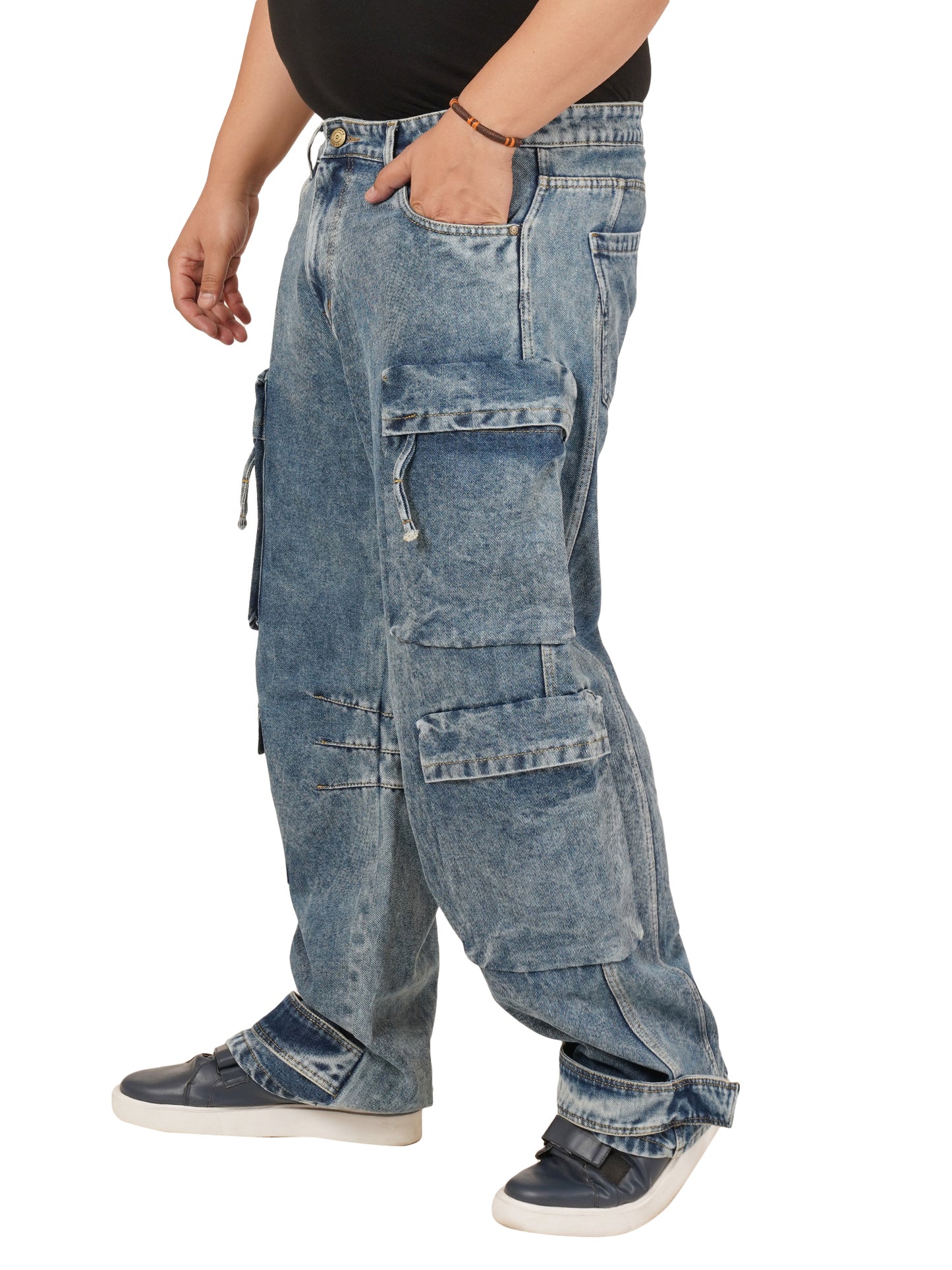 Men's Plus Size Denim Cargo KGDCR-406094