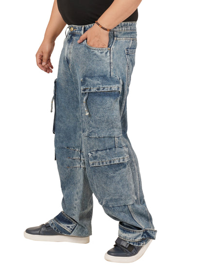 Men's Plus Size Denim Cargo KGDCR-406094