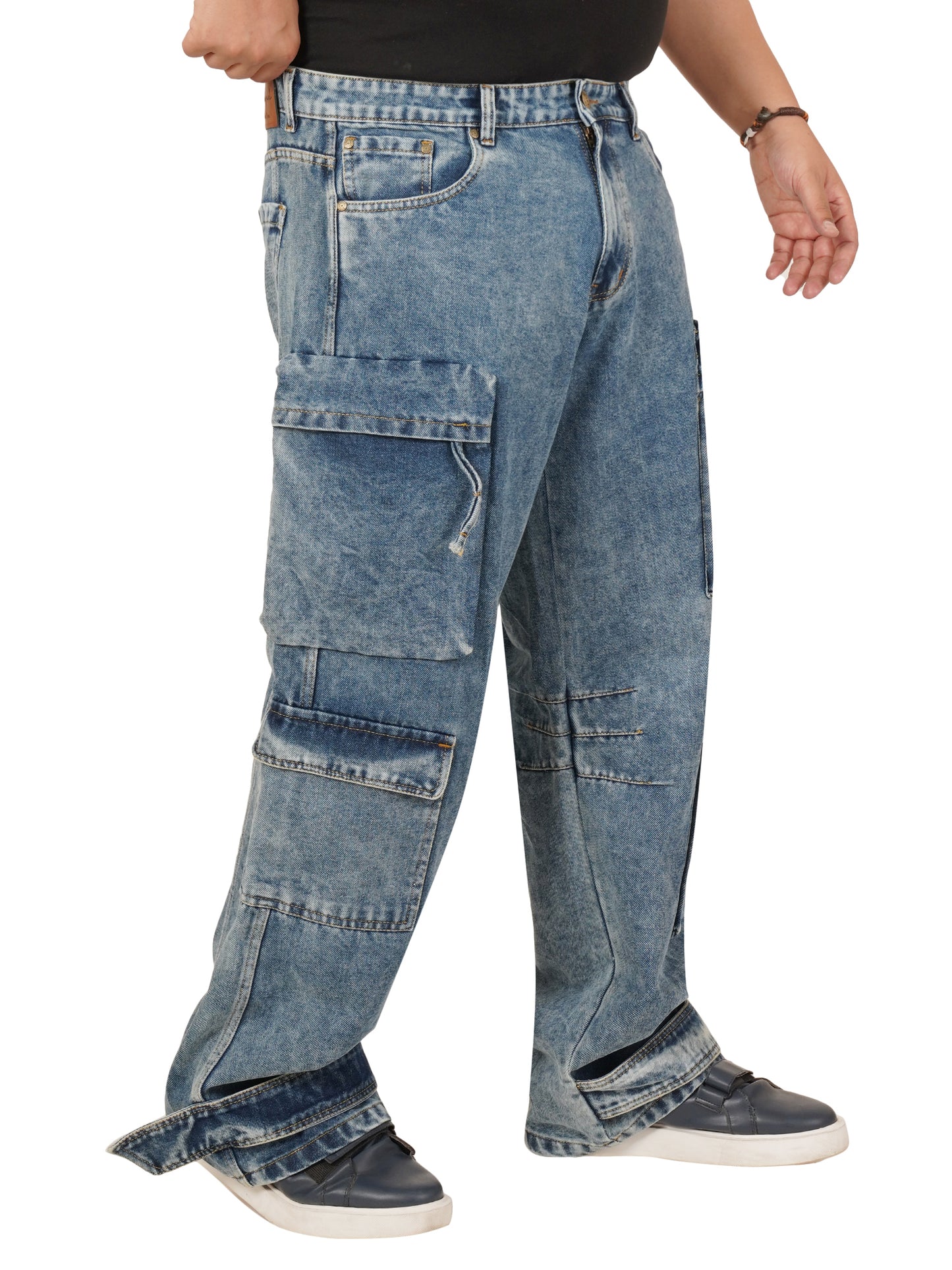 Men's Plus Size Denim Cargo KGDCR-406094
