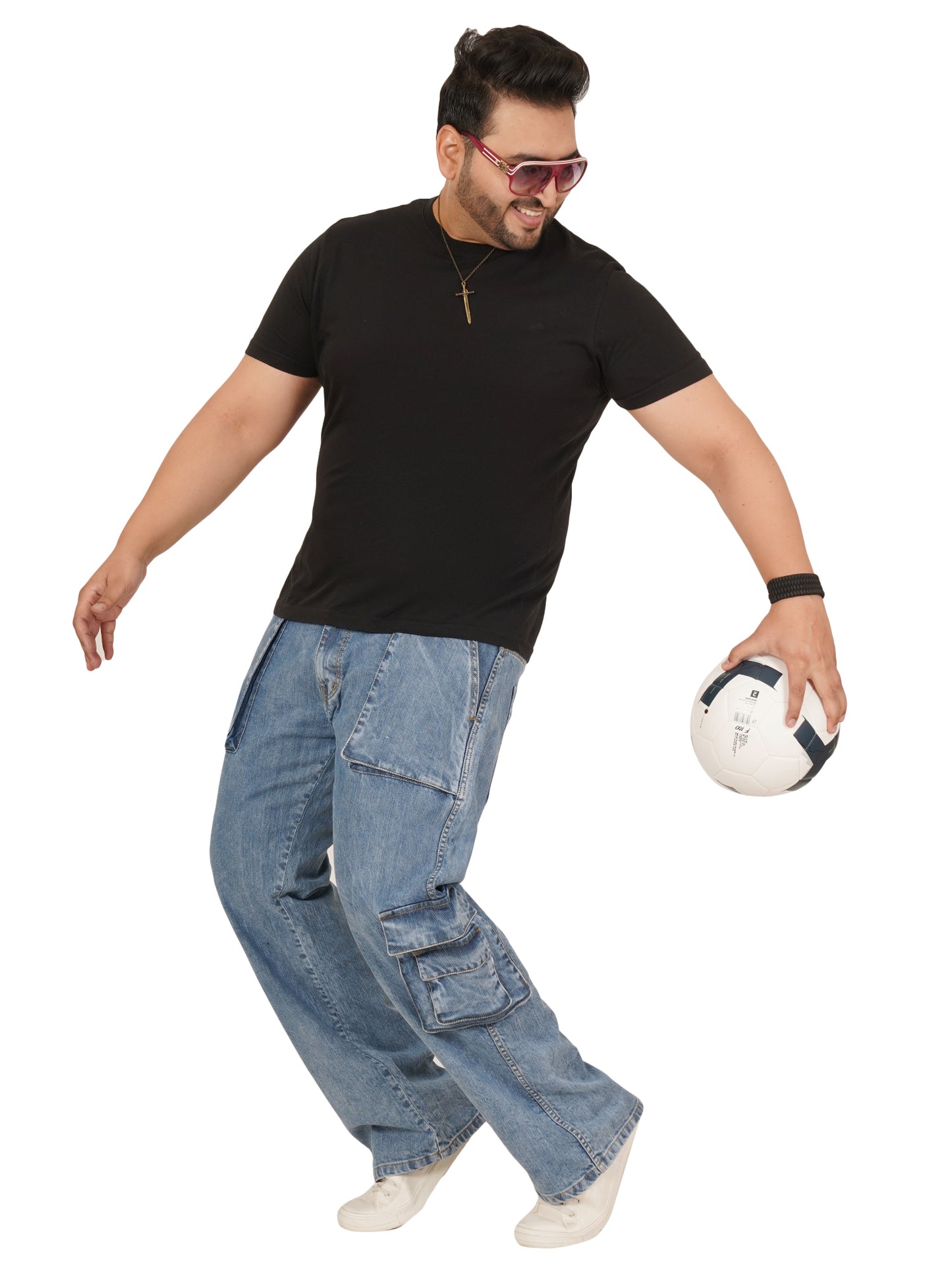 Men's Plus Size Denim Cargo KGDCR-406096