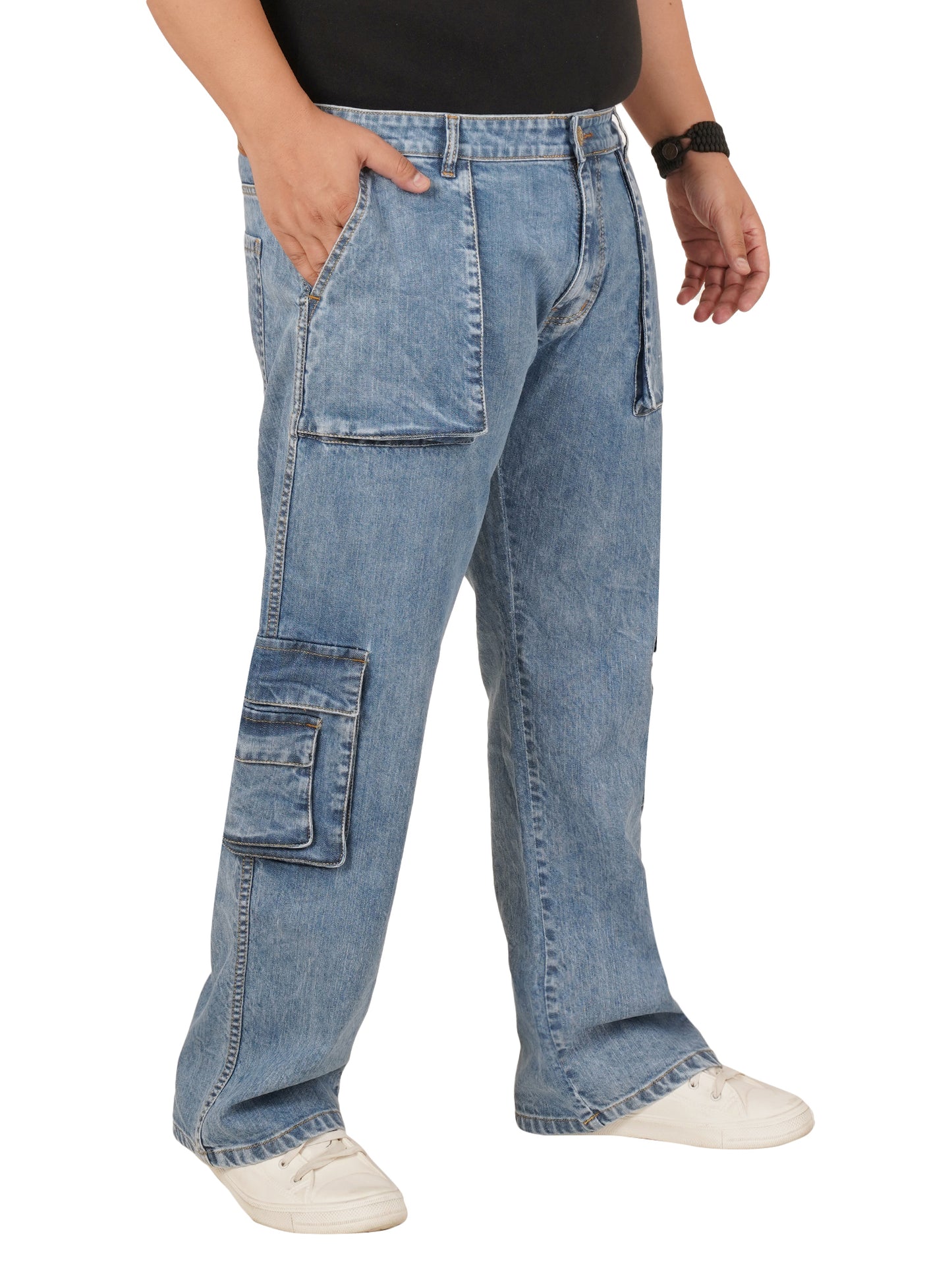 Men's Plus Size Denim Cargo KGDCR-406096