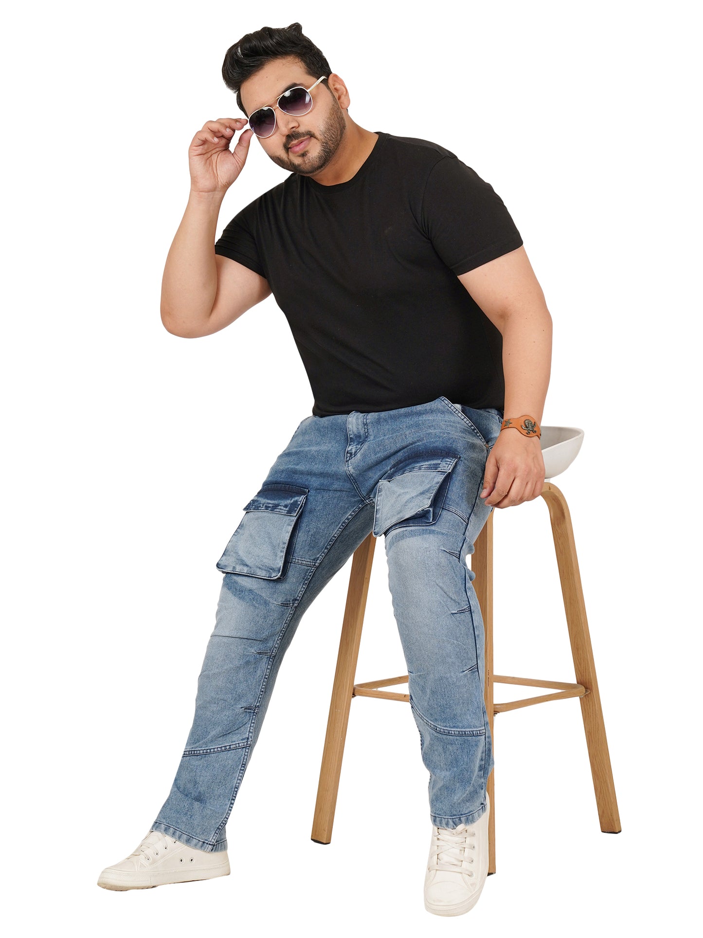 Men's Plus Size Denim Cargo KGDCR-406095