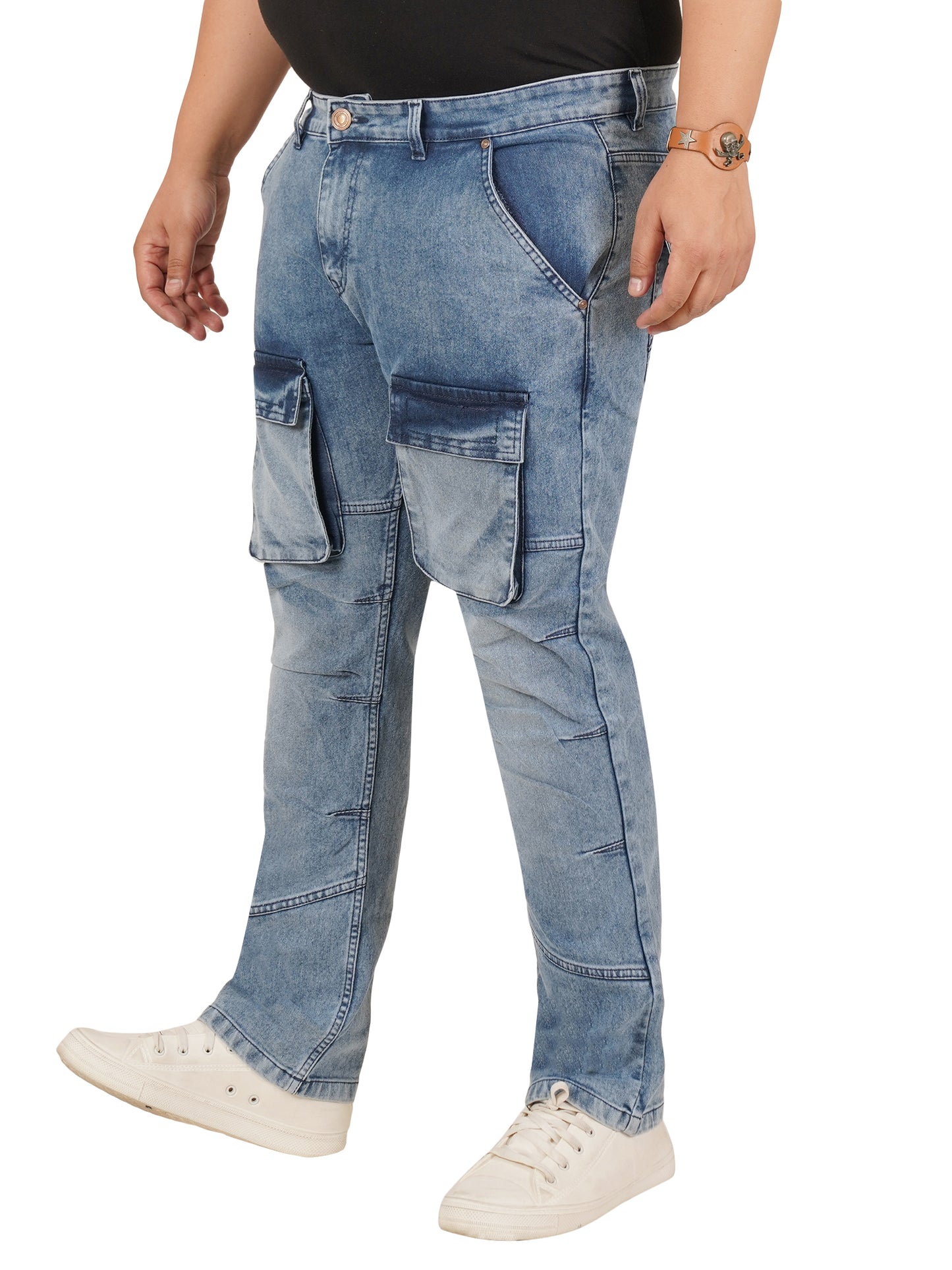 Men's Plus Size Denim Cargo KGDCR-406095