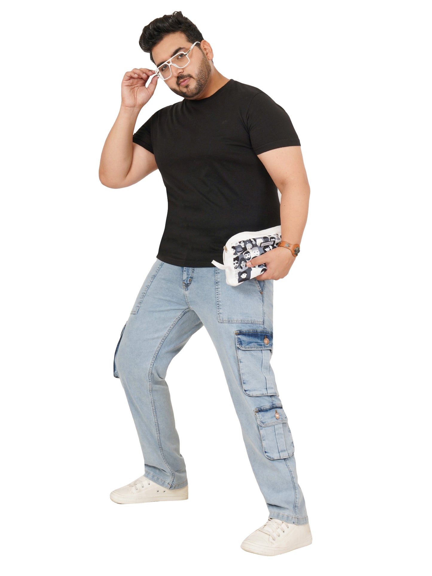 Men's Plus Size Denim Cargo KGDCR-406098