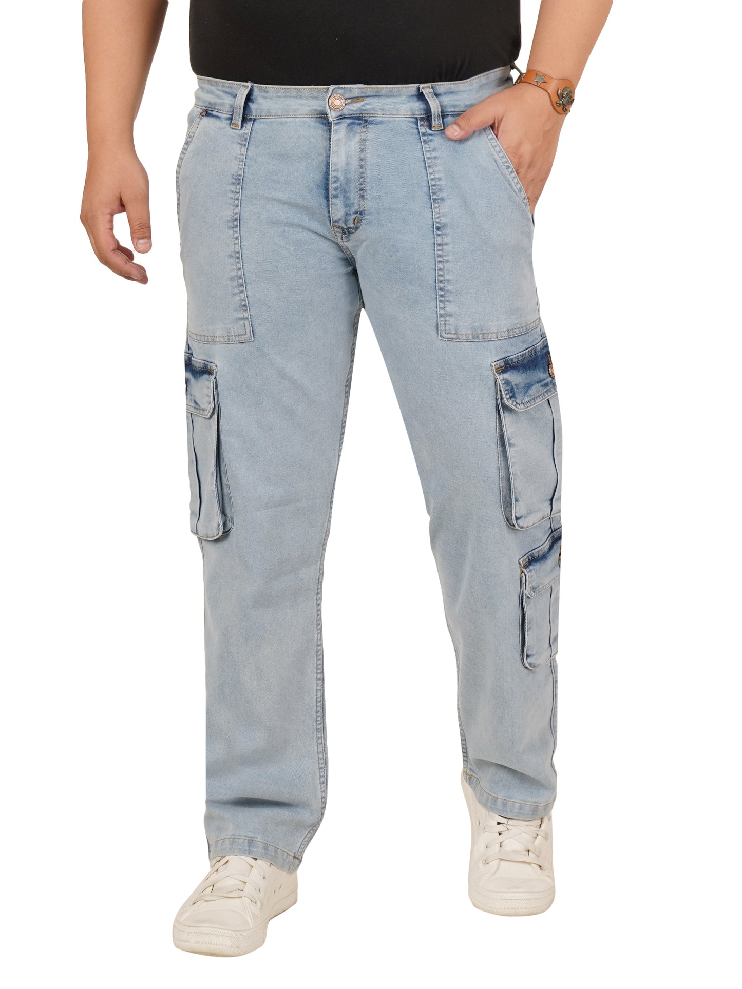 Men's Plus Size Denim Cargo KGDCR-406098
