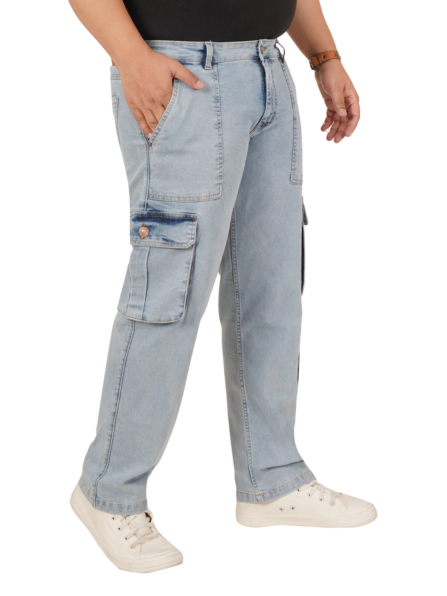 Men's Plus Size Denim Cargo KGDCR-406098