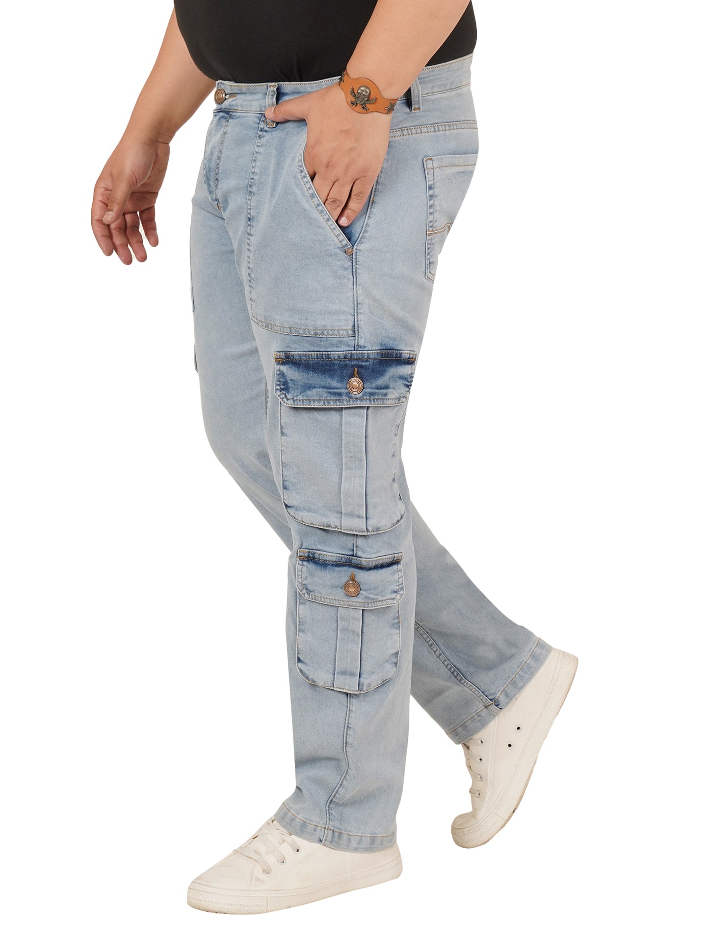 Men's Plus Size Denim Cargo KGDCR-406098