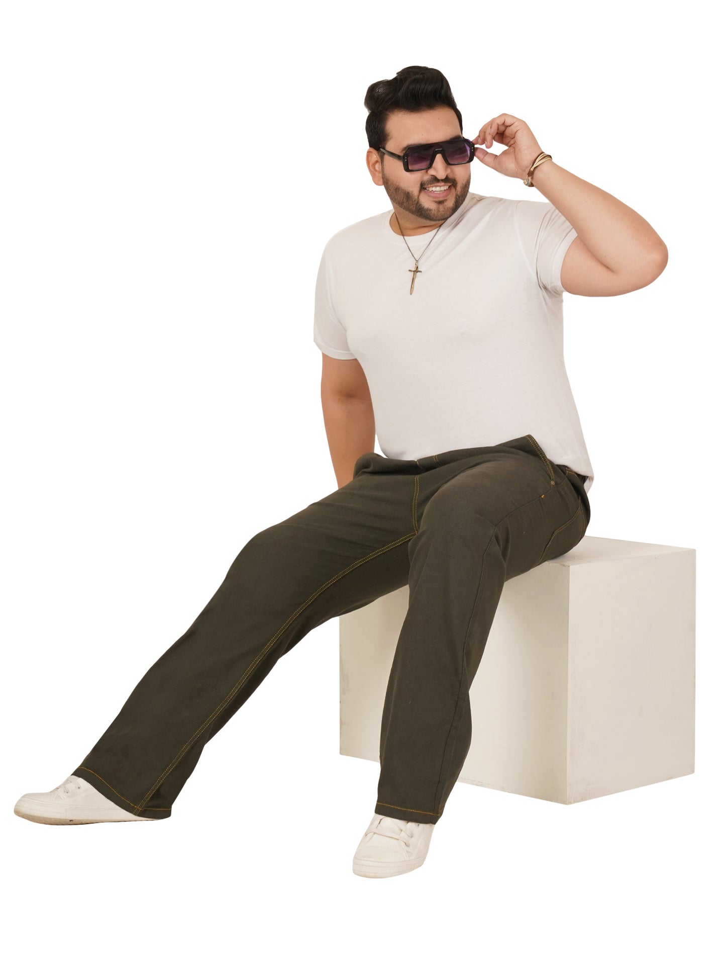 Men's Plus Size Elasticated Jeans KGDJN-406082