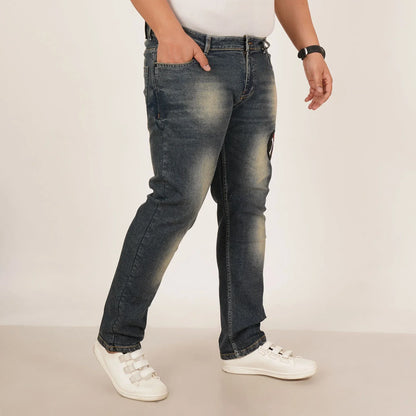 Kagad Jeans Mens Plus Size Regular Fit Aged Indigo Blue Color Denim Jeans - Style Code "KGDJN-406033