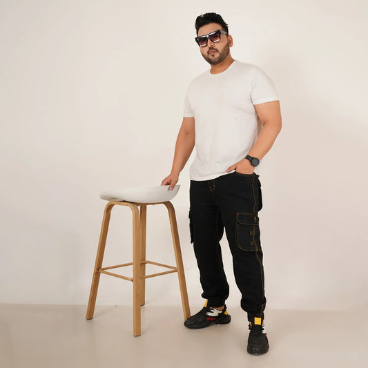 Kagad Jeans Mens Plus Size Loose Fit Black Color Denim Jogger - Style Code "KGDJGR-406052