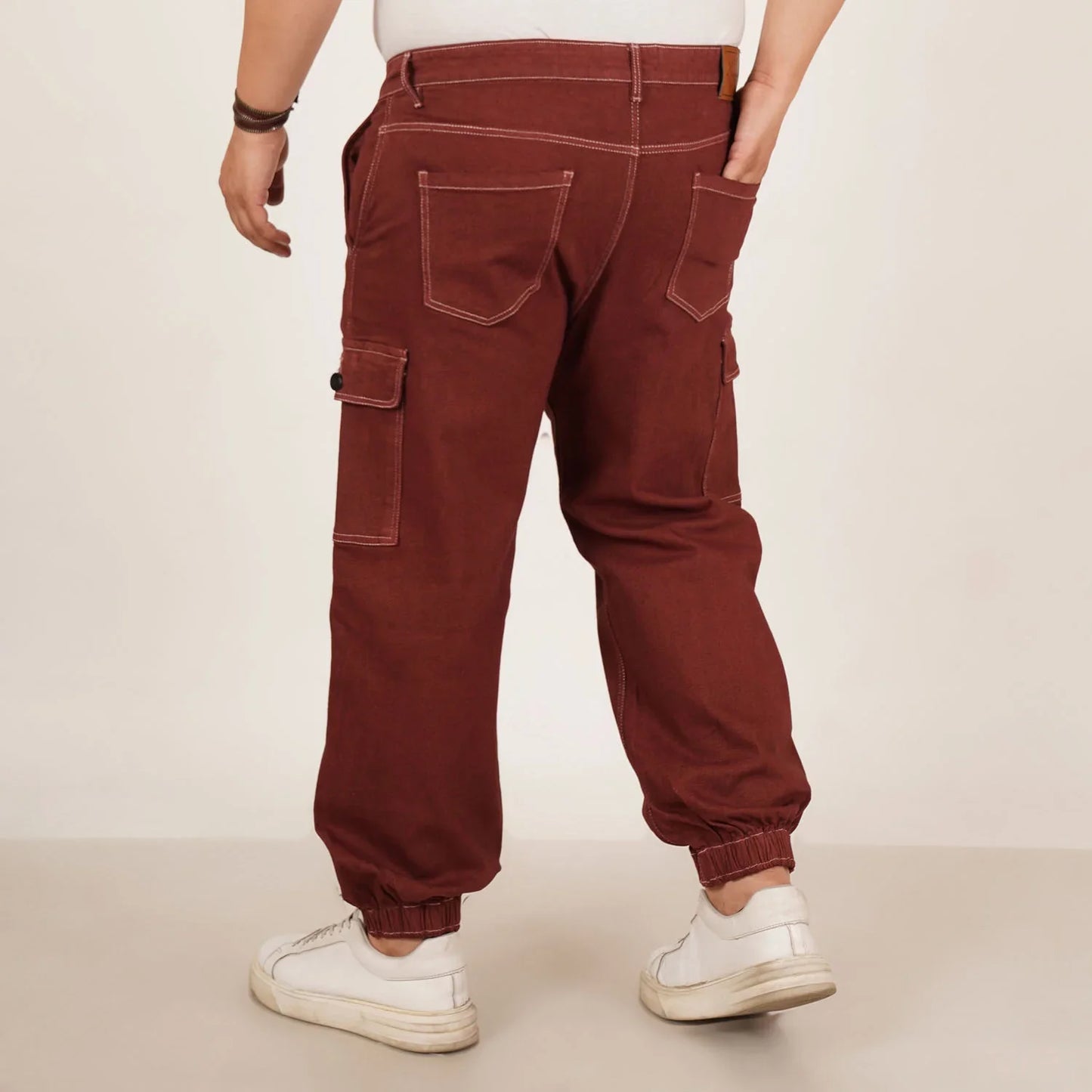Kagad Jeans Mens Plus Size Loose Fit Copper Red Color Denim Jogger - Style Code "KGDJGR-406070