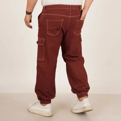 Kagad Jeans Mens Plus Size Loose Fit Copper Red Color Denim Jogger - Style Code "KGDJGR-406070