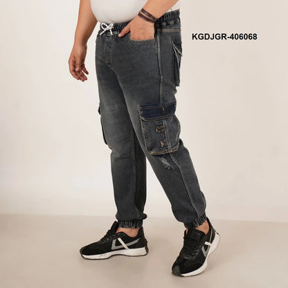 Kagad Jeans Mens Plus Size Loose Fit Fadded Blue Grey Ting Color Denim Jogger - Style Code "KGDJGR-406068