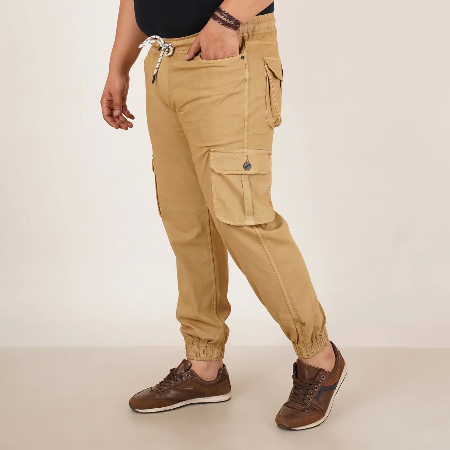 Kagad Jeans Mens Plus Size Loose Fit Rich Cream Color Denim Jogger - Style Code "KGDJGR-406066