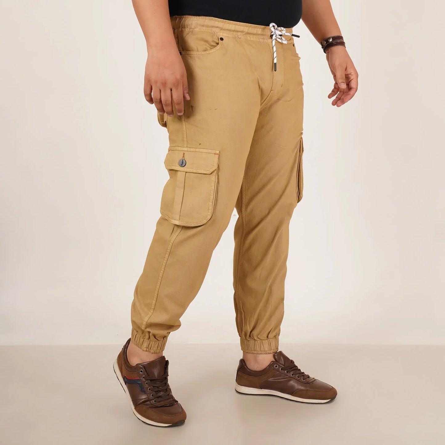 Kagad Jeans Mens Plus Size Loose Fit Rich Cream Color Denim Jogger - Style Code "KGDJGR-406066
