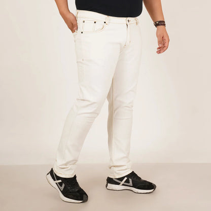Kagad Jeans Mens Plus Size Regular Fit White Color Denim Jeans - Style Code "KGDJN-406028