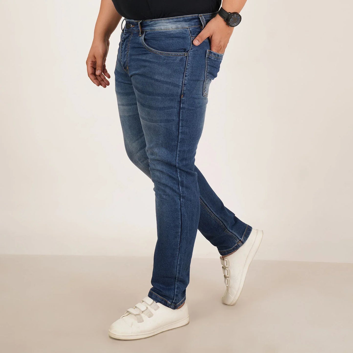Kagad Jeans Mens Plus Size Regular Fit Dark Blue Color Denim Jeans - Style Code "KGDJN-406043