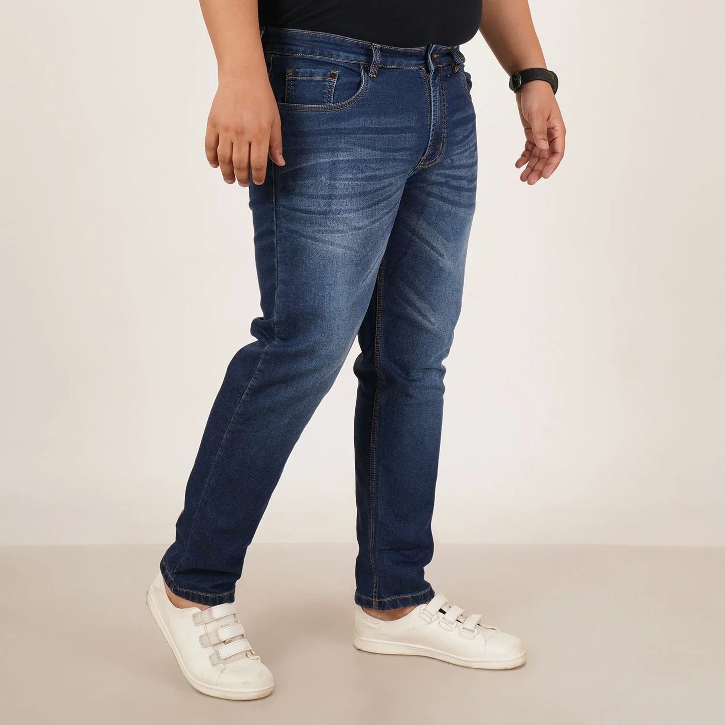 Kagad Jeans Mens Plus Size Regular Fit Mid Night Blue Color Denim Jeans - Style Code "KGDJN-406044