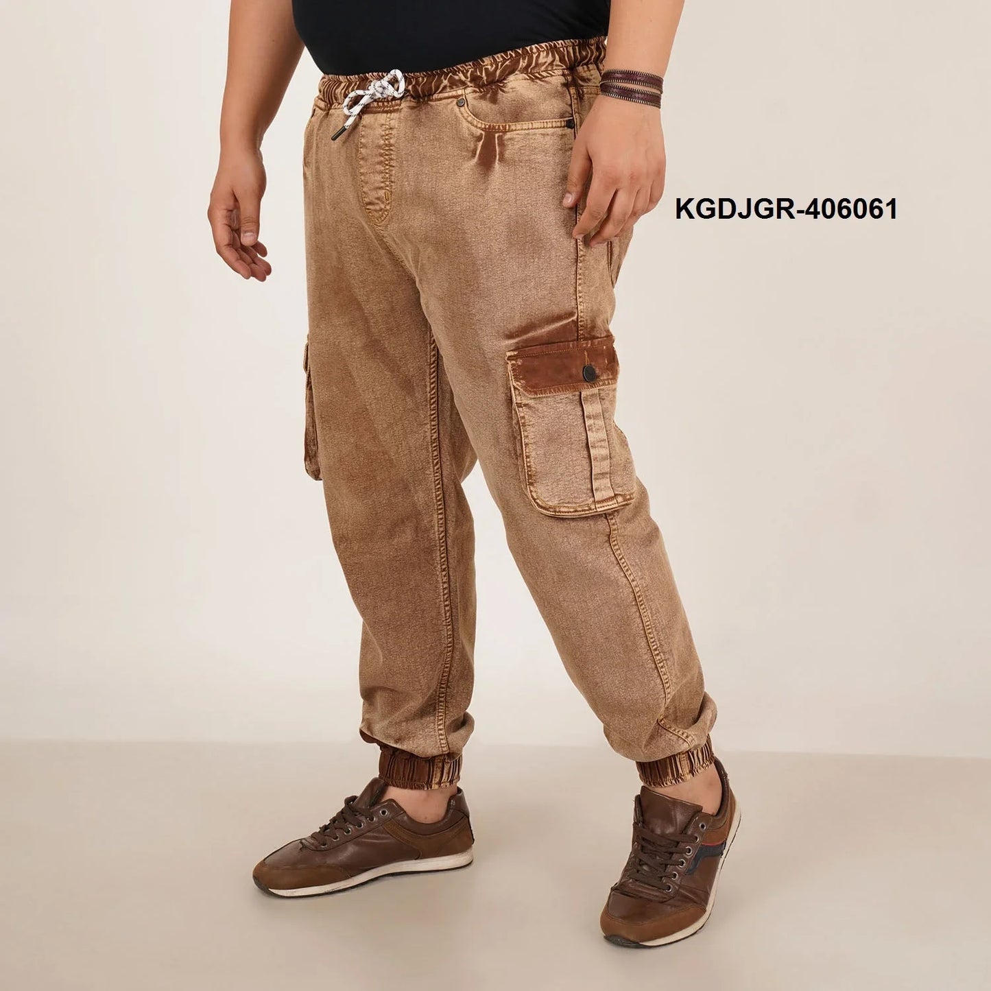 Kagad Jeans Mens Plus Size Loose Fit Rust Color Denim Jogger - Style Code "KGDJGR-406061