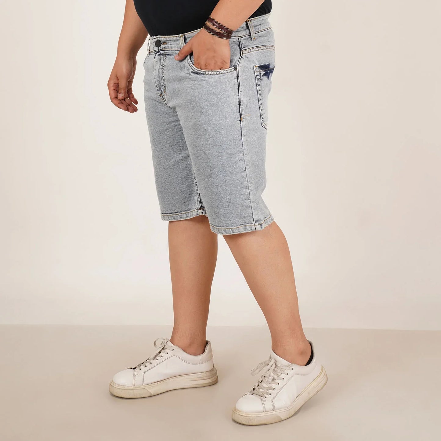 Kagad Jeans Mens Plus Size Loose Water Blue Color Denim Short - Style Code "KGDST-406081