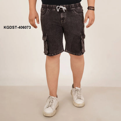 Kagad Jeans Mens Plus Size Loose Fit Charcoal Black Color Denim Cargo Pocket Short - Style Code "KGDST-406073