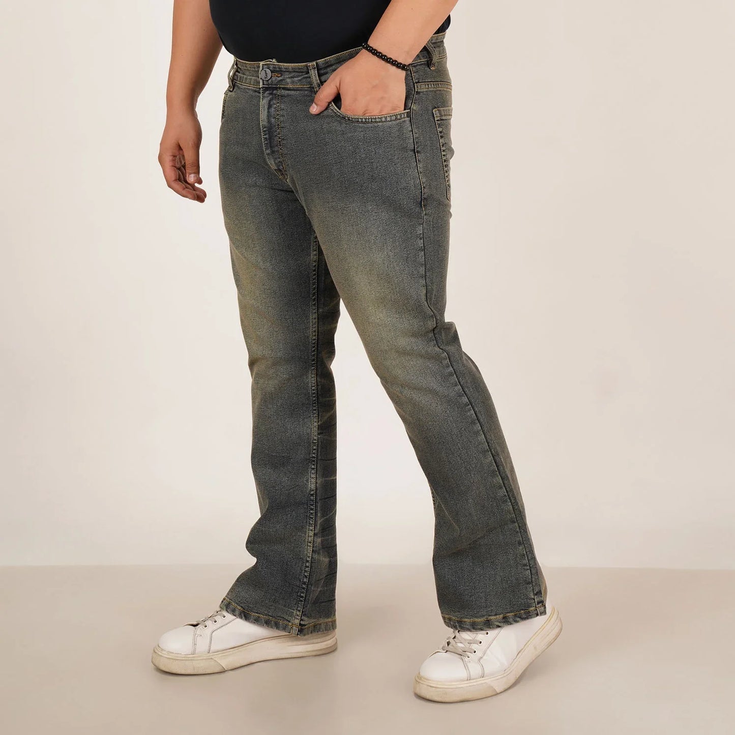 Kagad Jeans Mens Plus Size Boot Fit White Color Denim Jeans - Style Code "KGDJN-406029