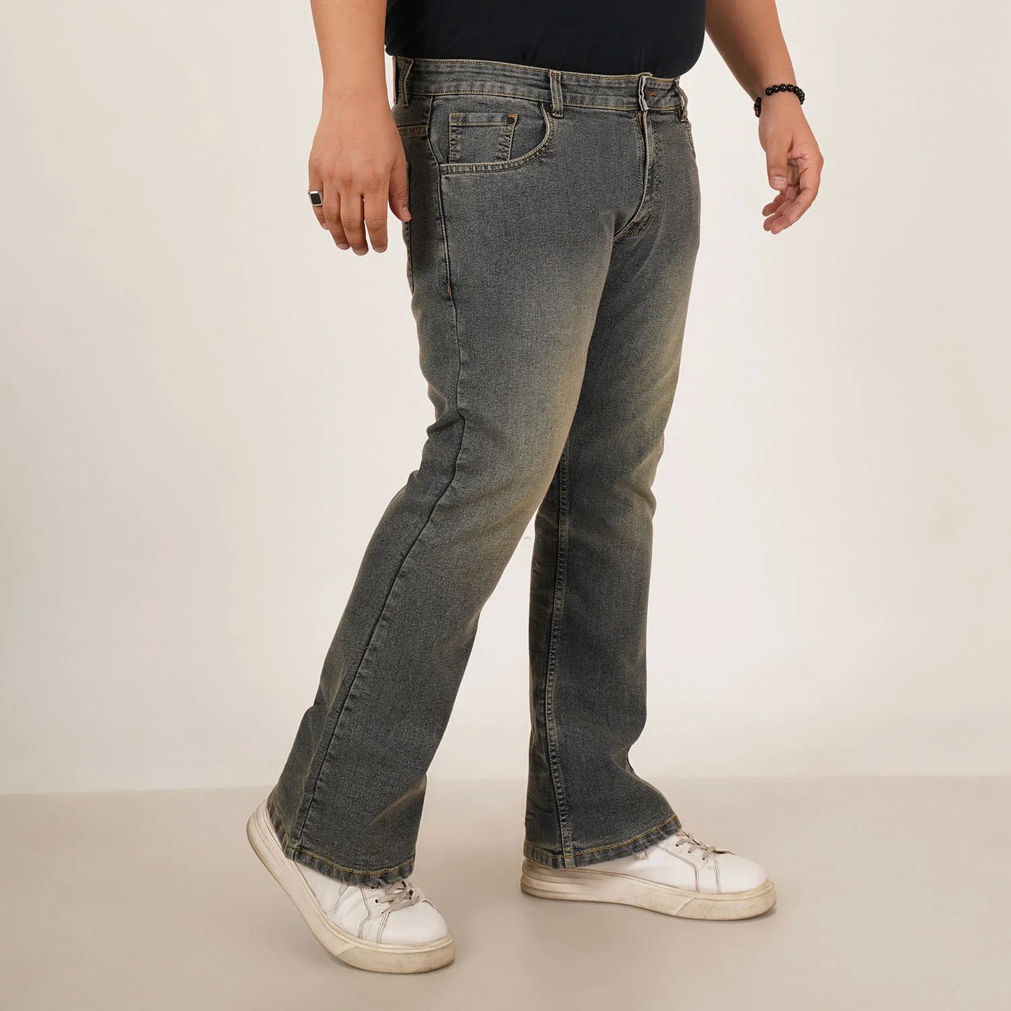 Kagad Jeans Mens Plus Size Boot Fit White Color Denim Jeans - Style Code "KGDJN-406029