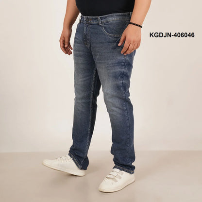Kagad Jeans Mens Plus Size Regular Fit Sea Blue Tint Color Denim Jeans - Style Code "KGDJN-406046