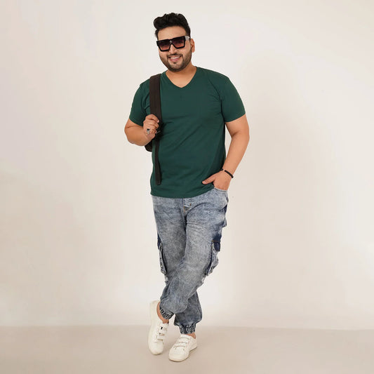 Kagad Jeans Mens Plus Size Loose Fit Air Blue Tint Color Denim Jogger - Style Code "KGDJGR-406058