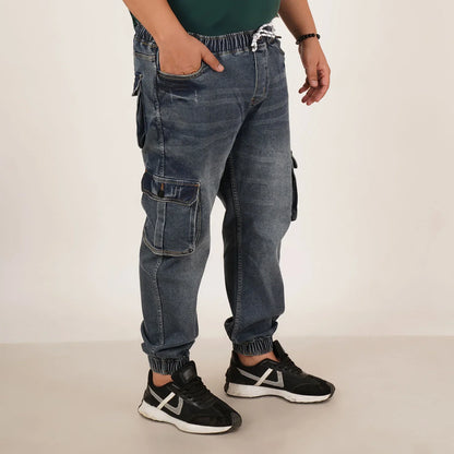 Kagad Jeans Mens Plus Size Loose Fit Faded Blue Tint Color Denim Jogger - Style Code "KGDJGR-406055