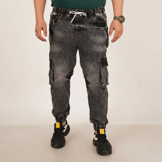 Kagad Jeans Mens Plus Size Loose Fit Charcoal Grey Color Denim Jogger - Style Code "KGDJGR-406054