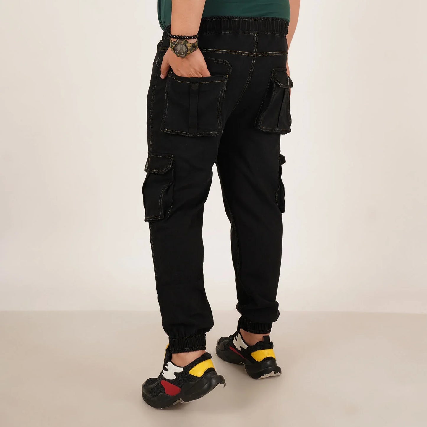 Kagad Jeans Mens Plus Size Loose Fit Black Color Denim Jogger - Style Code "KGDJGR-406053